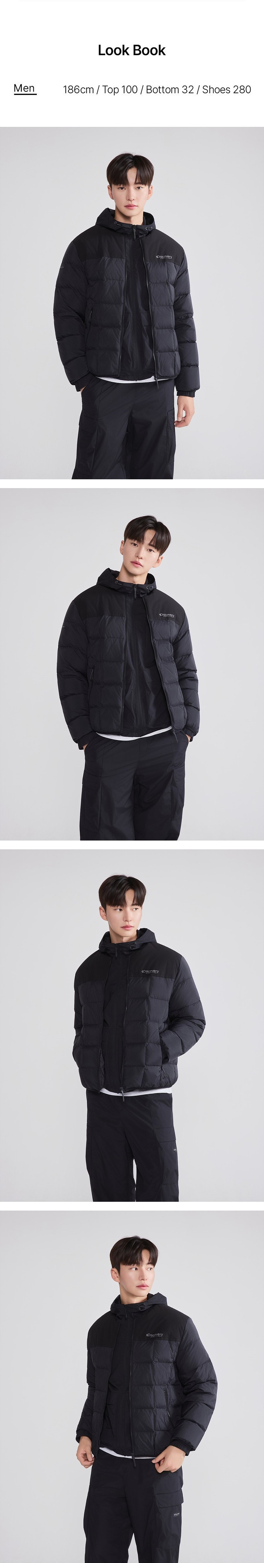 남성 사각퀼팅 다운 경량패딩