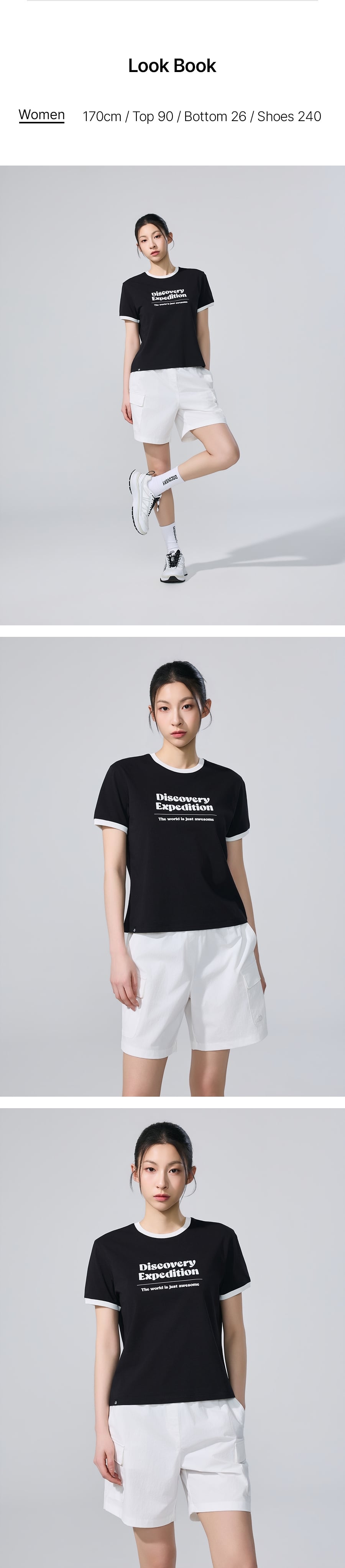 WOMEN FRESHVENT LETTERING SEMI CROP RINGER TEE #NINGNING同款！ - 4 COLORS BLACK