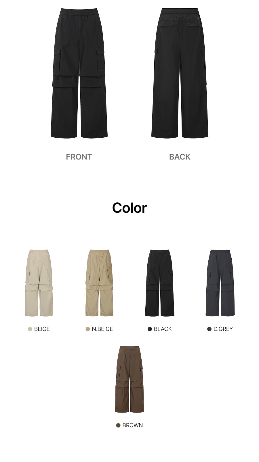 FRESHVENT WOMEN WIDE CARGO PANTS #NINGNING同款！ - 4 COLORS BLACK