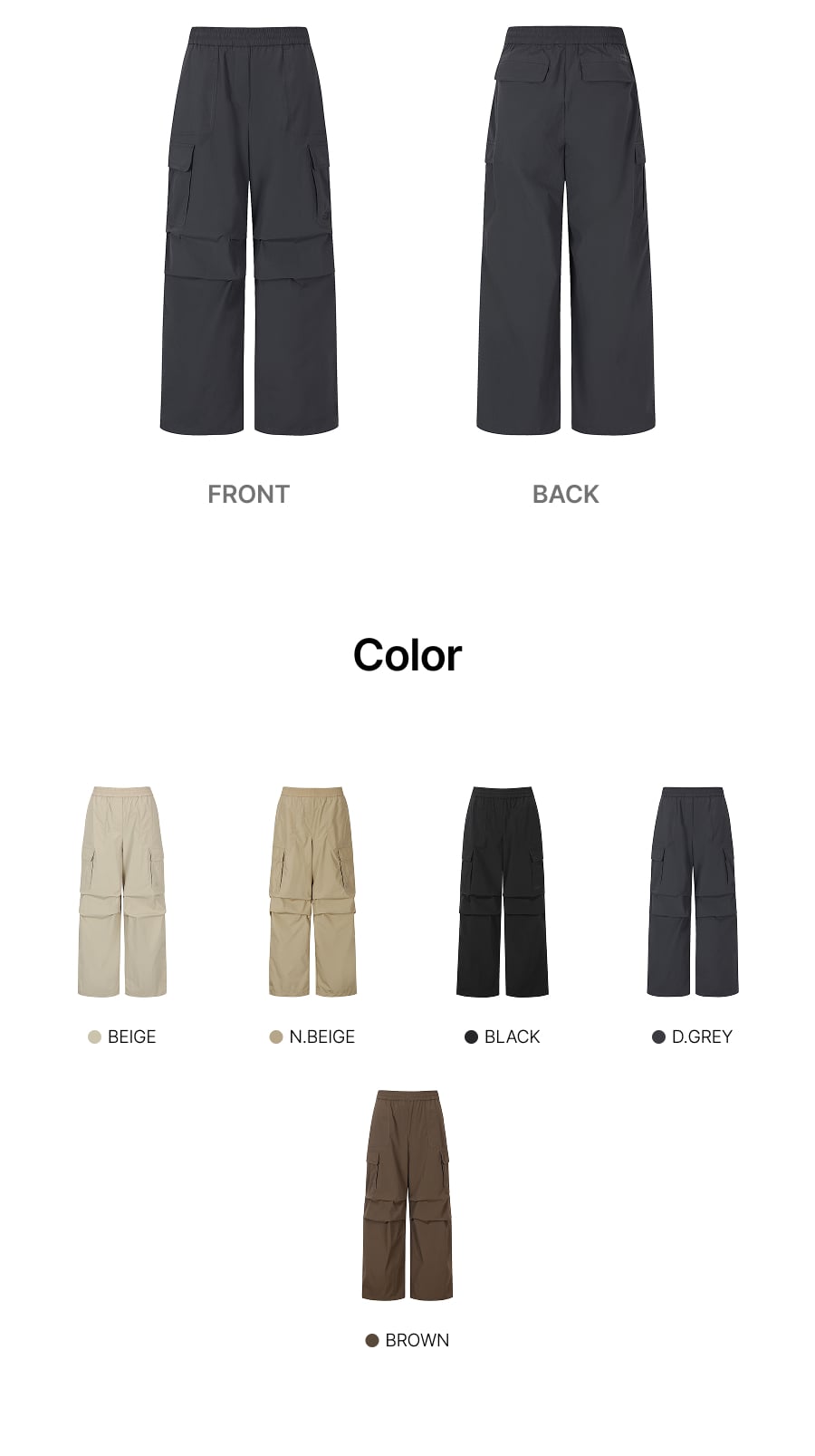 FRESHVENT WOMEN WIDE CARGO PANTS #NINGNING同款！ - 4 COLORS GREY