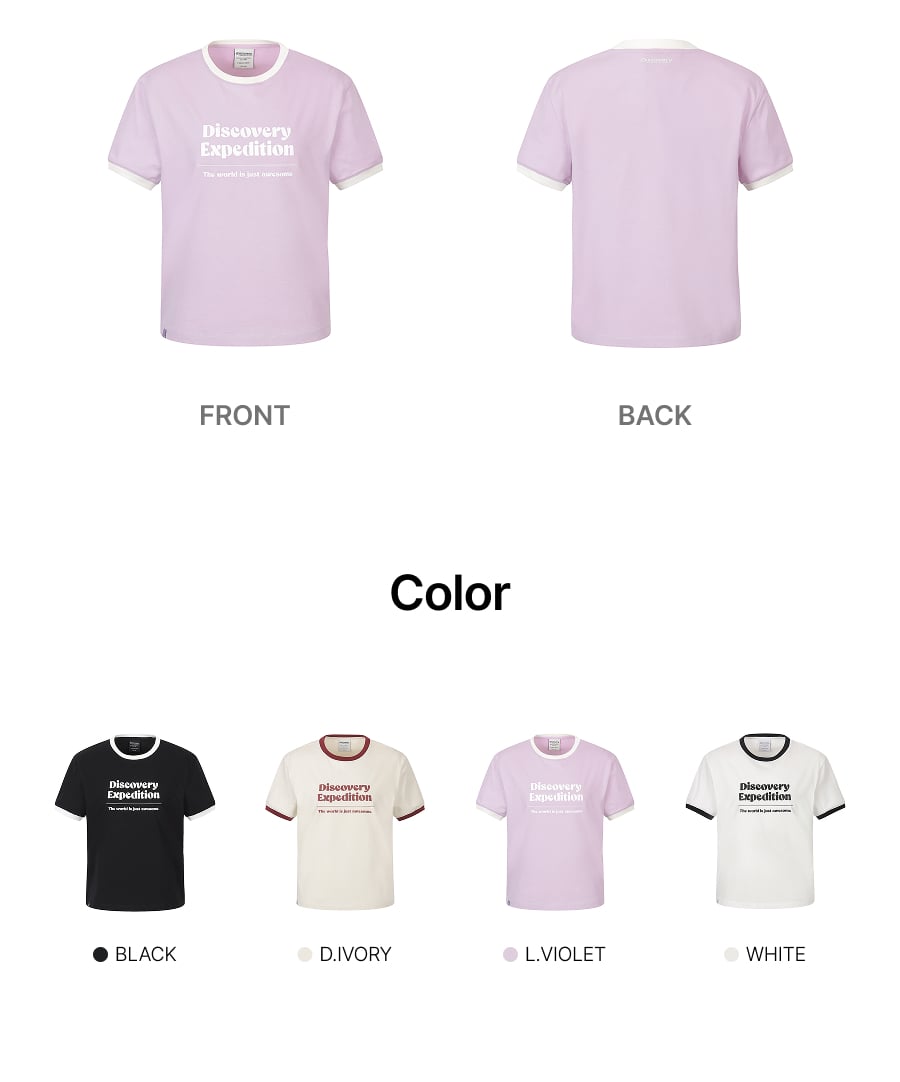 WOMEN FRESHVENT LETTERING SEMI CROP RINGER TEE #NINGNING同款！ - 4 COLORS AS SHOWN