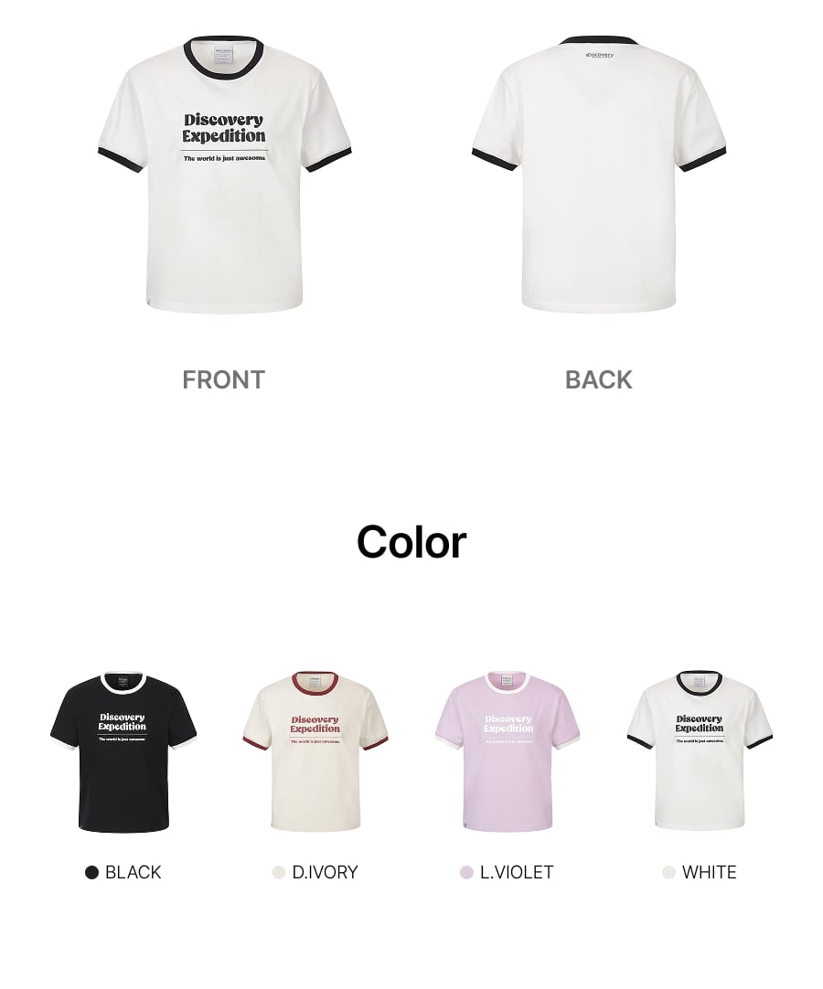 WOMEN FRESHVENT LETTERING SEMI CROP RINGER TEE #NINGNING同款！ - 4 COLORS WHITE