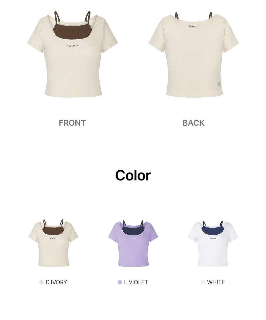 WOMEN SHORT SLEEVE CROP RASHGUARD #NINGNING同款！ - 3 COLORS IVORY