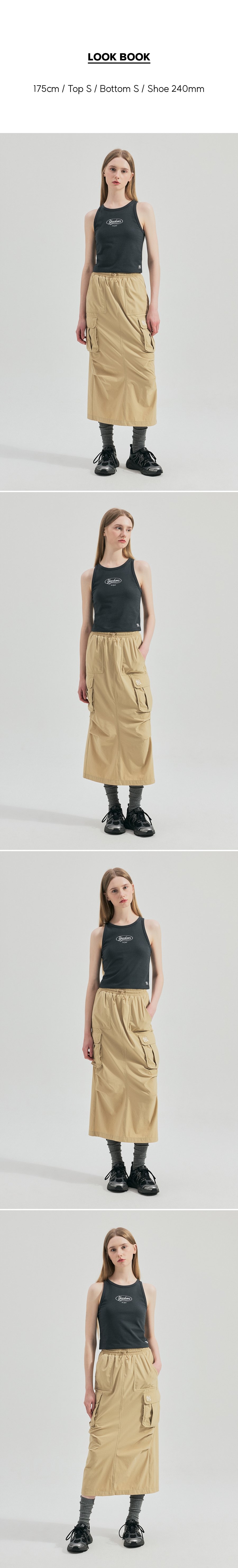 WMS] Women`S Vintage Nylon Long Cargo Skirt NEW YORK YANKEES