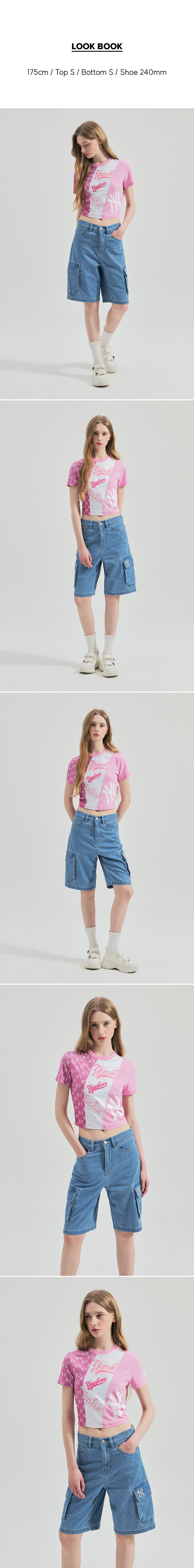 WMS] Women`S MONOGRAM Block Slim Crop T Shirts NEW YORK