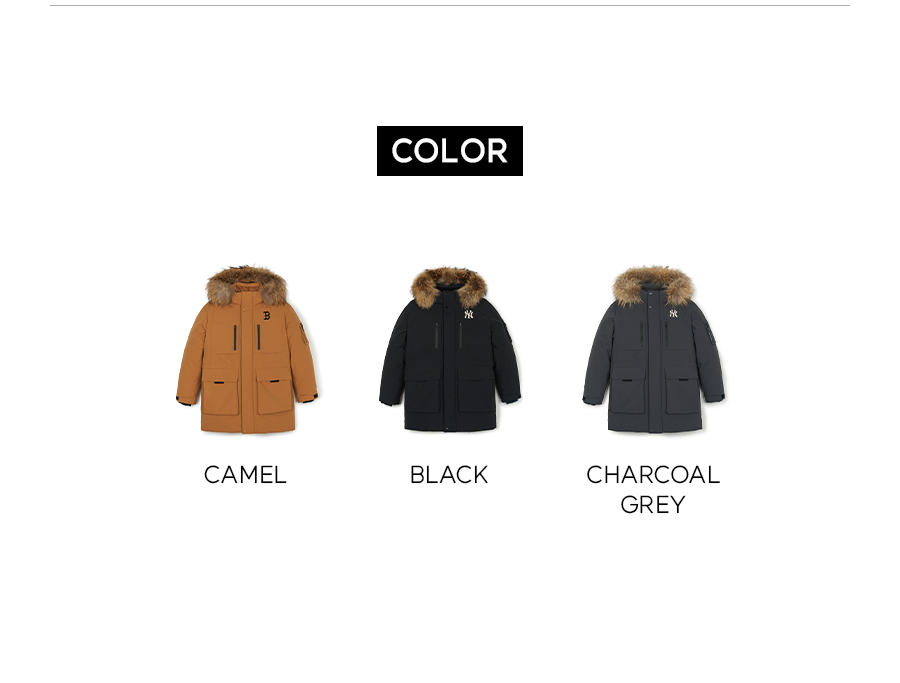 MLB 고프코어 아웃포켓 FUR 미드 구스 패딩 뉴욕양키스 (BLACK)