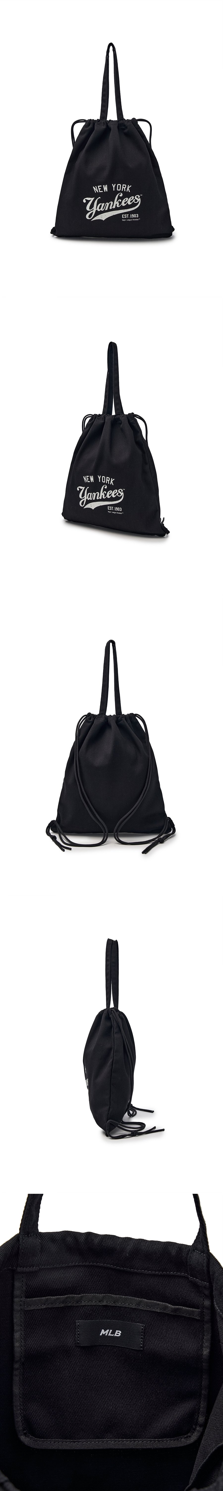 ★MLB Korea★ Vintage Lettering Gym Sack NY Black 3ABKH015N- MLB KOREA Vintage Lettering Gym Sac New York Yankees, Black