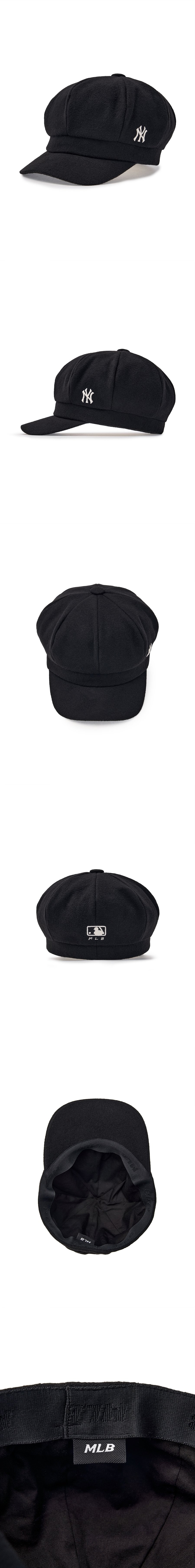 ★MLB Korea★ Basic Wool Newsboy Cap NY Black 3ACB00346-50BK W Fit Unstructured Ball Cap NEW YORK YANKEES - MLB KOREA