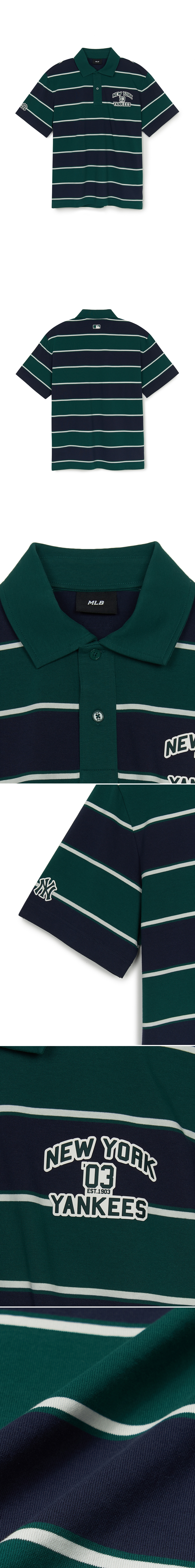 ☆MLB Korea☆ Varsity Stripe Overfit Short Sleeve T-Shirt NY Varsity Stripe Over Fit Polo T Shirts NEW YORK YANKEES - MLB