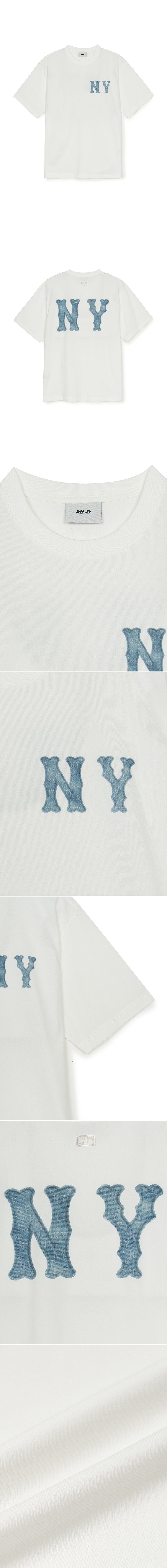 ☆MLB Korea☆ Basic Denim-like Coopers Overfit Functional Sh Áo thun MLB Basic Coopers Denimlike Logo Overfit Tshirt New