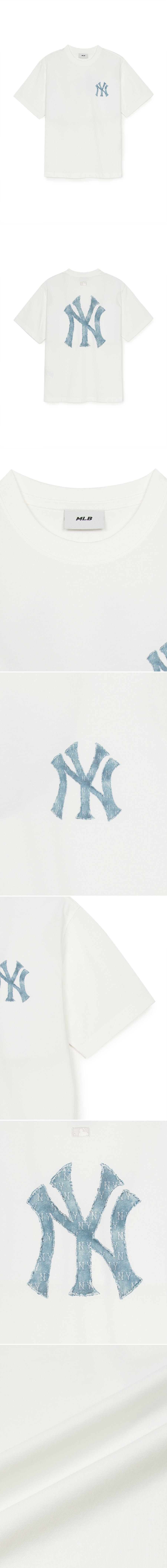 ☆MLB Korea☆ Denim-like Monogram Big Lux Overfit Functional Denim-Like Lettering Monogram Big Lux Oversized-Fit T-Shirt