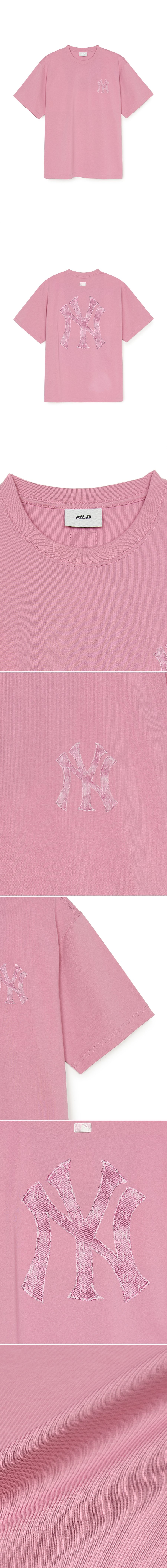 ☆MLB Korea☆ Denim-like Monogram Big Lux Overfit Functional Denim-Like Monogram Big Lux Sweatshirt New York Yankees