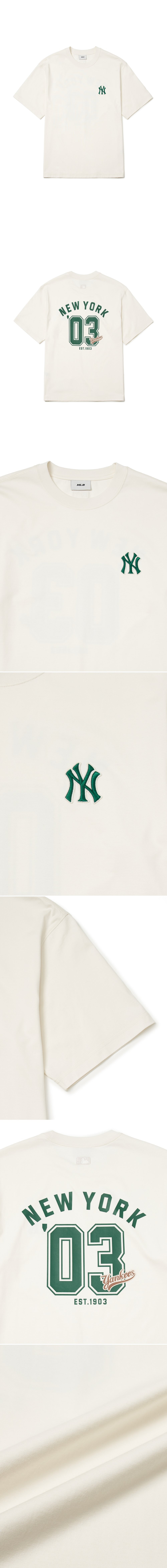 ☆MLB Korea☆ Basic Lettering Logo Overfit Man to Man NY Cre Basic Street Color Letter Logo Mega-Oversized-Fit T-Shirt
