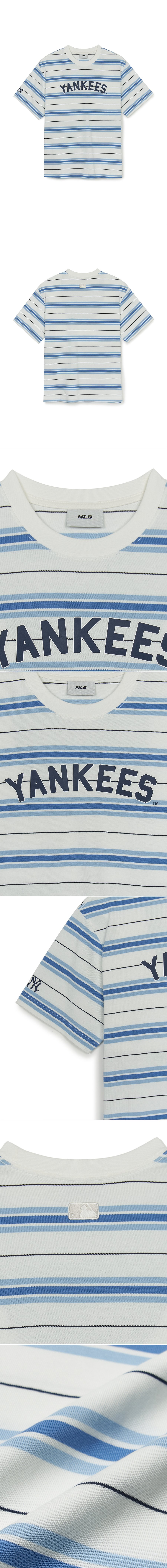 ☆MLB Korea☆ Varsity Stripe Overfit Short Sleeve T-Shirt NY VARSITY VINTAGE COLOR GRAPHIC OVER FIT T-SHIRTS NEW YORK