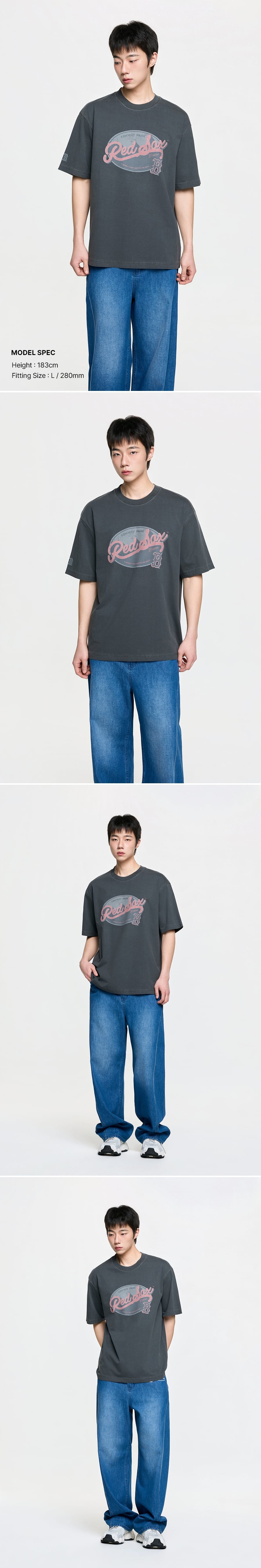 빈티지 워싱 그래픽 반팔 티셔츠