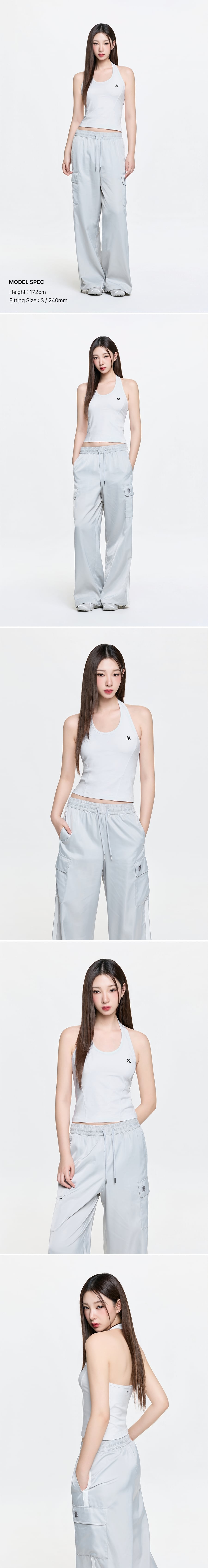 여성 홀터넥 나시 티셔츠