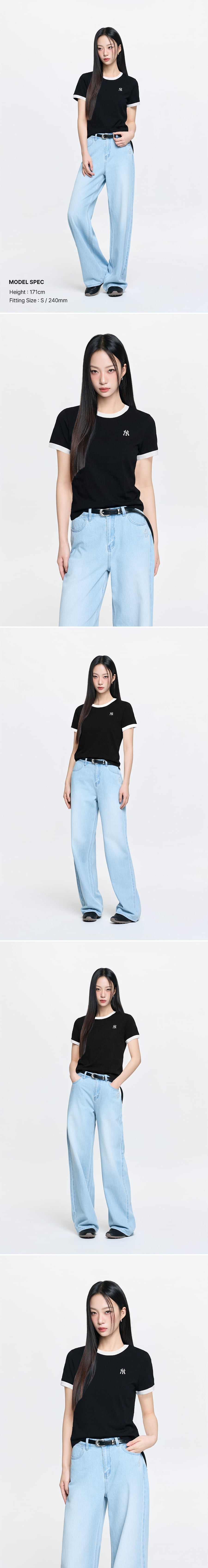 BASIC SMALL LOGO RINGER T-SHIRT PHI #KARINA同款! - 4 COLORS BLACK