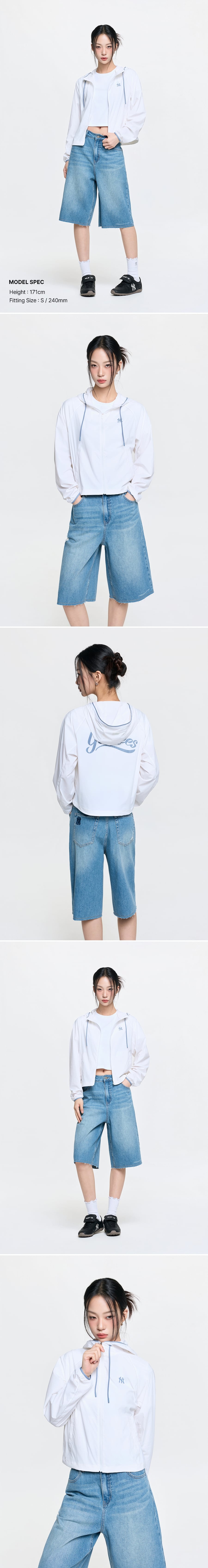 SPORTIVE CURSIVE LOGO HOOD WINDBREAKER NY #KARINA同款! - 3 COLORS IVORY