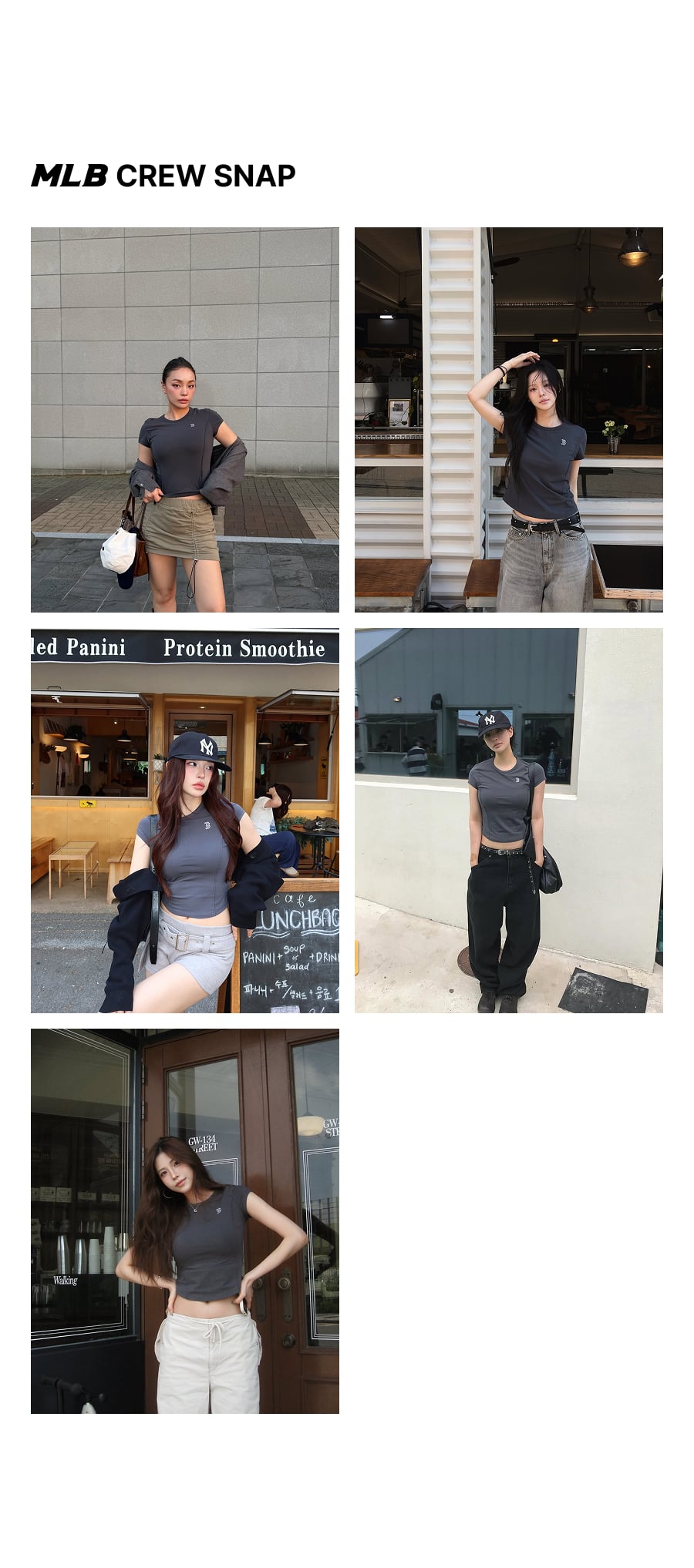 SLIM CROP FIT CAP SLEEVE SHORT SLEEVE T-SHIRT BOS #KARINA同款! - 2 COLORS GREY