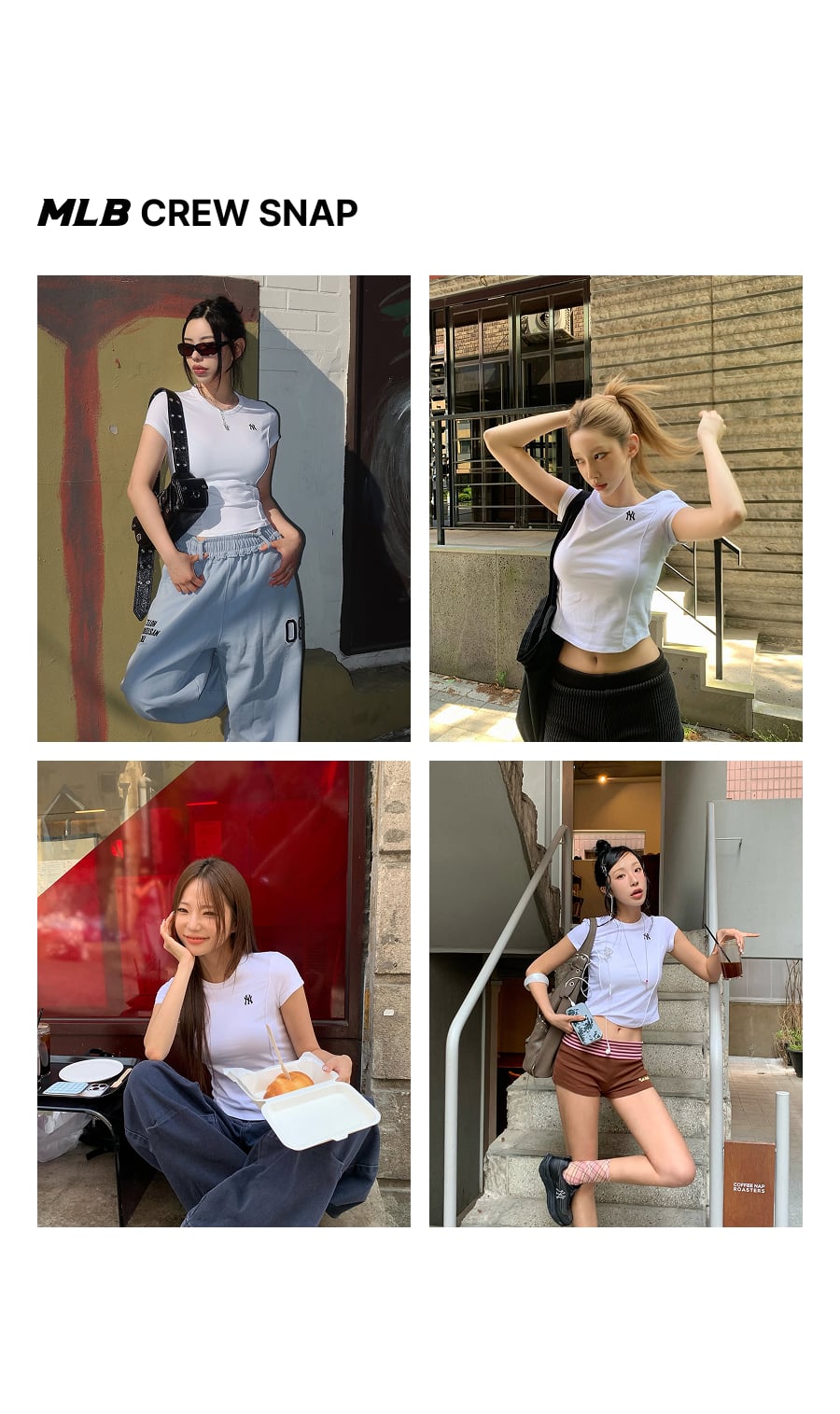 SLIM CROP FIT CAP SLEEVE SHORT SLEEVE T-SHIRT NY #KARINA同款! - 3 COLORS WHITE