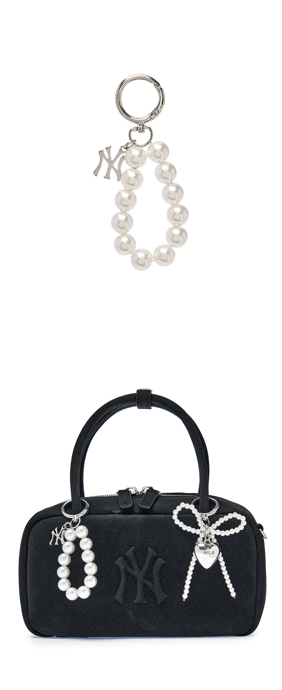 PEARL BEAD LOGO CHARM KEYRING NY #KARINA同款! 